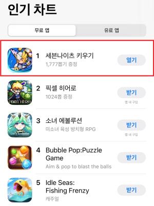 넷마블 '세븐나이츠 키우기', 출시 2시간 만에 애플 앱스토어 인기 1위