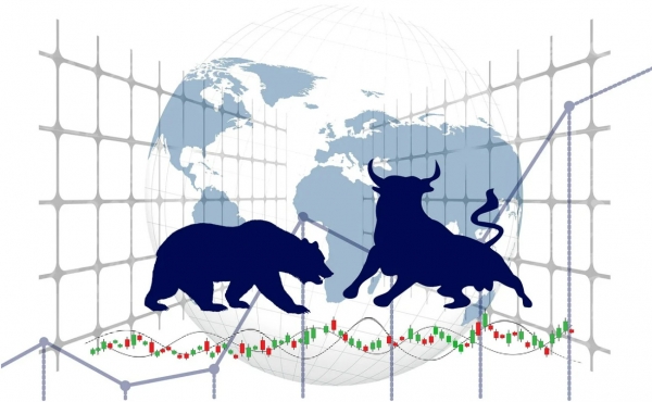 증시의 하락과 상승을 의미하는 곰과 황소. [픽사베이 제공]