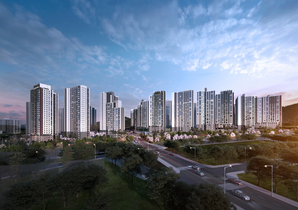 인천광역시 계양구 롯데캐슬 파크시티 일출 투시도. [롯데건설 제공]