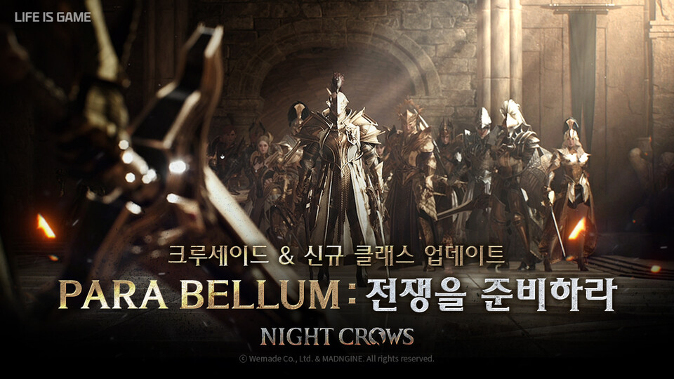 지난해 4월 27일 론칭한 '나이트 크로우'는 국내 서비스 시작 후 주요 앱 마켓 인기·매출 순위 1위를 달성하며 흥행에 성공했다. [위메이드 제공]