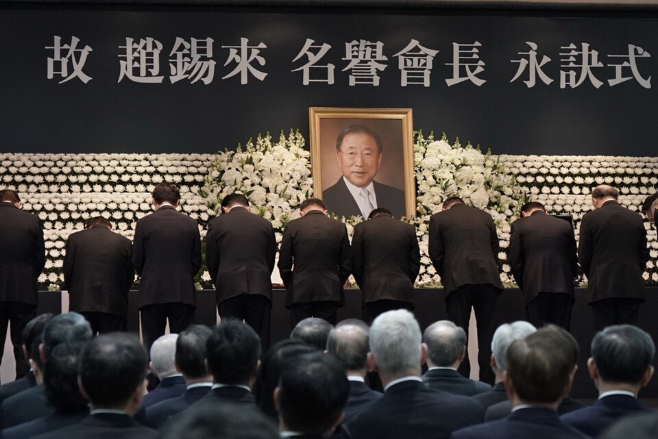 지난달 29일 향년 89세로 별세한 고(故) 조석래 효성그룹 명예회장의 영결식이 2일 오전 8시 서울 마포구 효성 마포본사에서 열렸다. [효성 제공]
