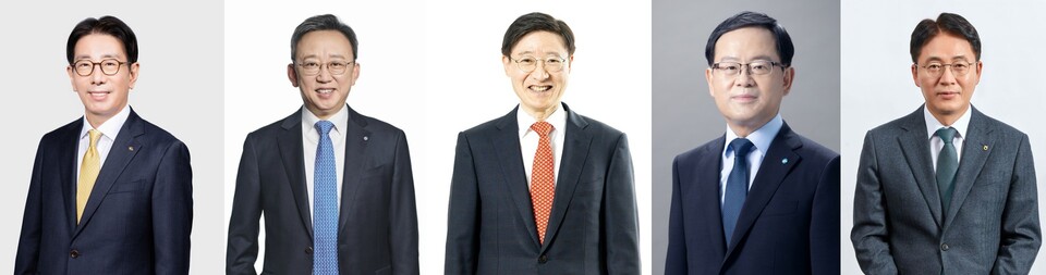 (사진 왼쪽부터) 이재근 KB국민은행장, 정상혁 신한은행장, 이승열 하나은행장, 조병규 우리은행장, 이석용 NH농협은행장. [KB국민은행, 신한은행, 하나은행, 우리은행, NH농협은행 제공]