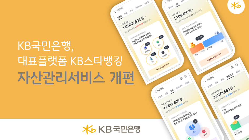 KB국민은행은 KB스타뱅킹의 자산관리 서비스를 누구나 쉽고 간편하게 이용할 수 있도록 개편한다. [KB국민은행 제공]