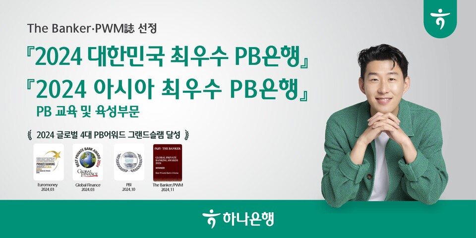 하나은행은 더 뱅커와 '2024 대한민국 최우수 PB은행상'을 수상했다. [하나은행 제공]