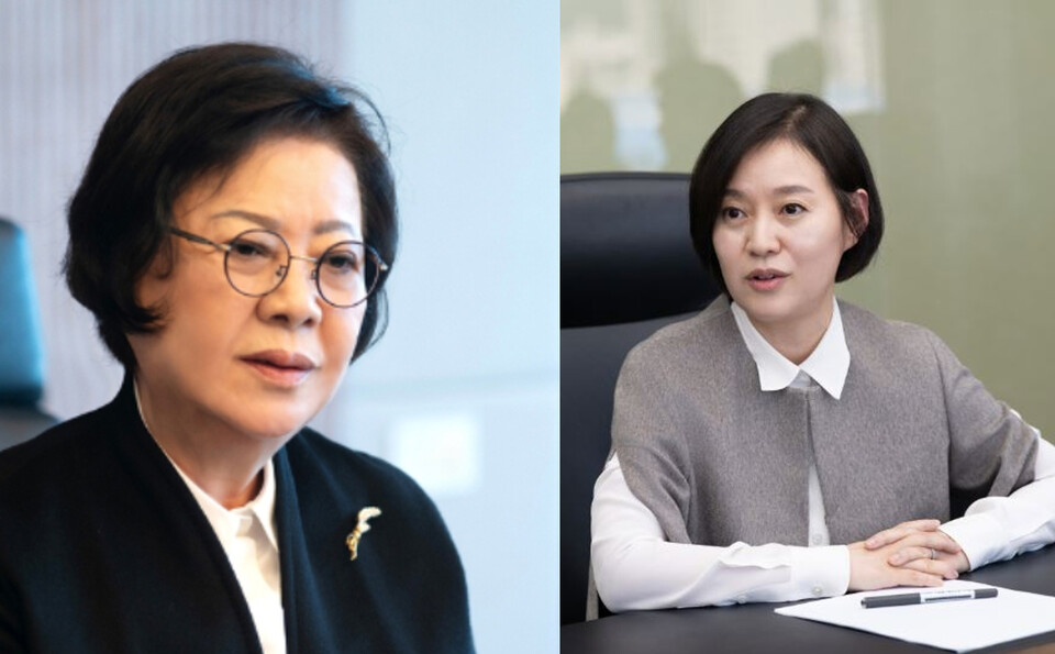 왼쪽부터 송영숙 한미그룹 회장, 한미그룹 임주현 부회장. [한미그룹 제공]