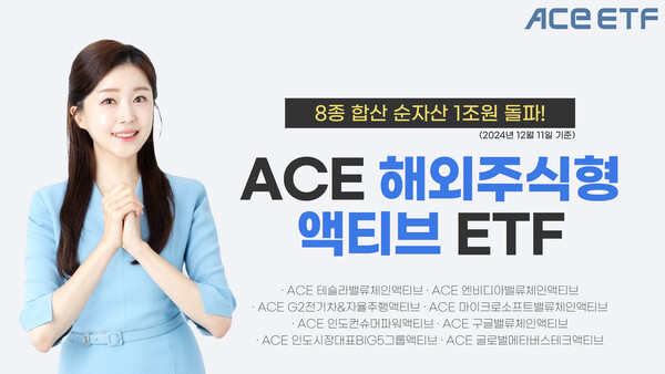 'ACE 해외주식형 액티브 ETF' 8종의 순자산액이 1조원을 돌파 [사진=한국투자신탁운용]