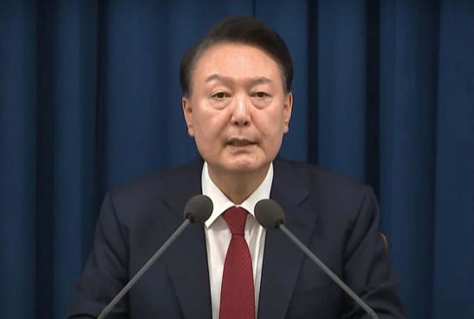 윤석열 대통령이 3일 서울 용산 대통령실 청사에서 긴급 발표를 하고 있다. [KTV 캡처]