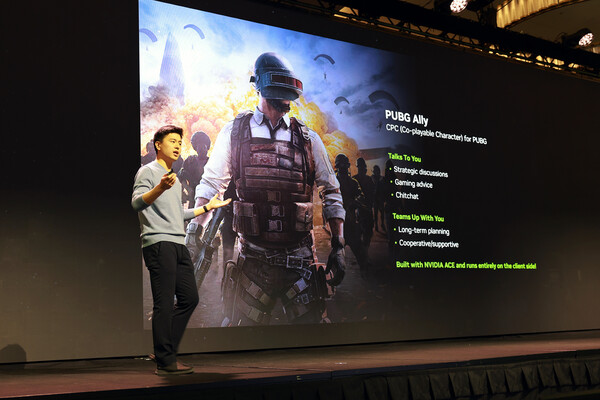 크래프톤이 세계 최대 IT·전자 전시회 'CES 2025'에서 엔비디아와 공동 개발한 AI 기술 'CPC(Co-Playable Character)'를 선보였다 [크래프톤 제공]