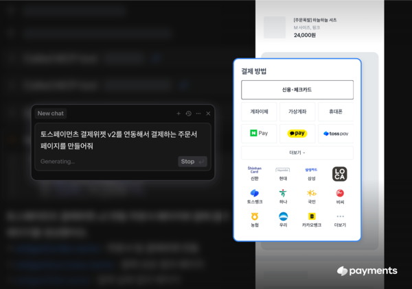 토스페이먼츠가 PG 업계 최초 인공지능 연동 MCP 서버를 도입하면서,  최대 3달까지 걸리던 결제 연동 기간, AI 기술로 10분 내로 단축할 수 있게 됐다고 18일 밝혔다. [사진=토스페이먼츠]