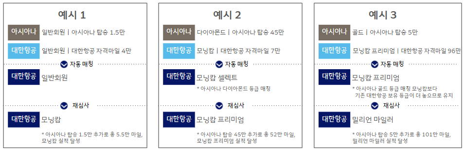 우수회원 등급 재심사 예시. [대한항공 제공]