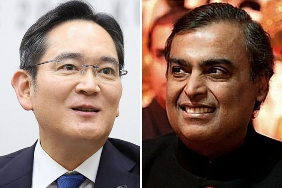 이재용 삼성전자 회장은 25일 무케시 암바니 인도 릴라이언스그룹 회장과 그의 장남 아카시 암바니 릴라이언스 지오 인포컴 이사회 의장을 만난다 .[삼성전자, 암바니 회장 SNS 제공]