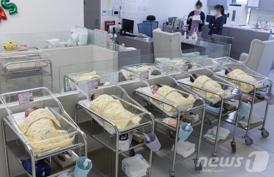 사진은 이날 오후 서울의 한 여성병원에서 신생아들이 휴식을 취하고 있다.